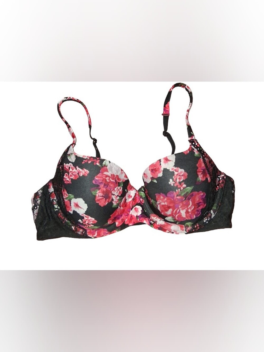 Clothes: Womens Secret Treasues Black Floral Bra 36B NWOT